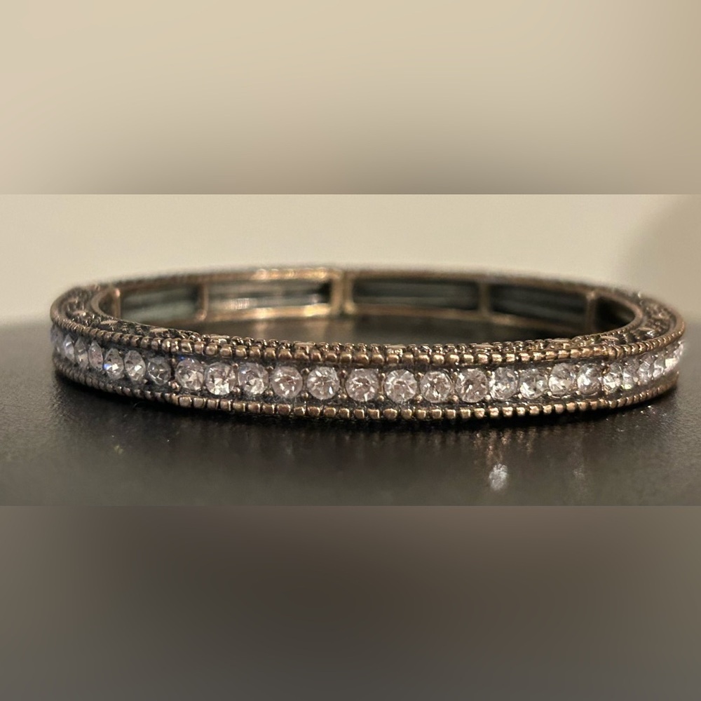 Eternity Tennis Bracelet Stretch Antique Toned Medal Costume Jewelry​